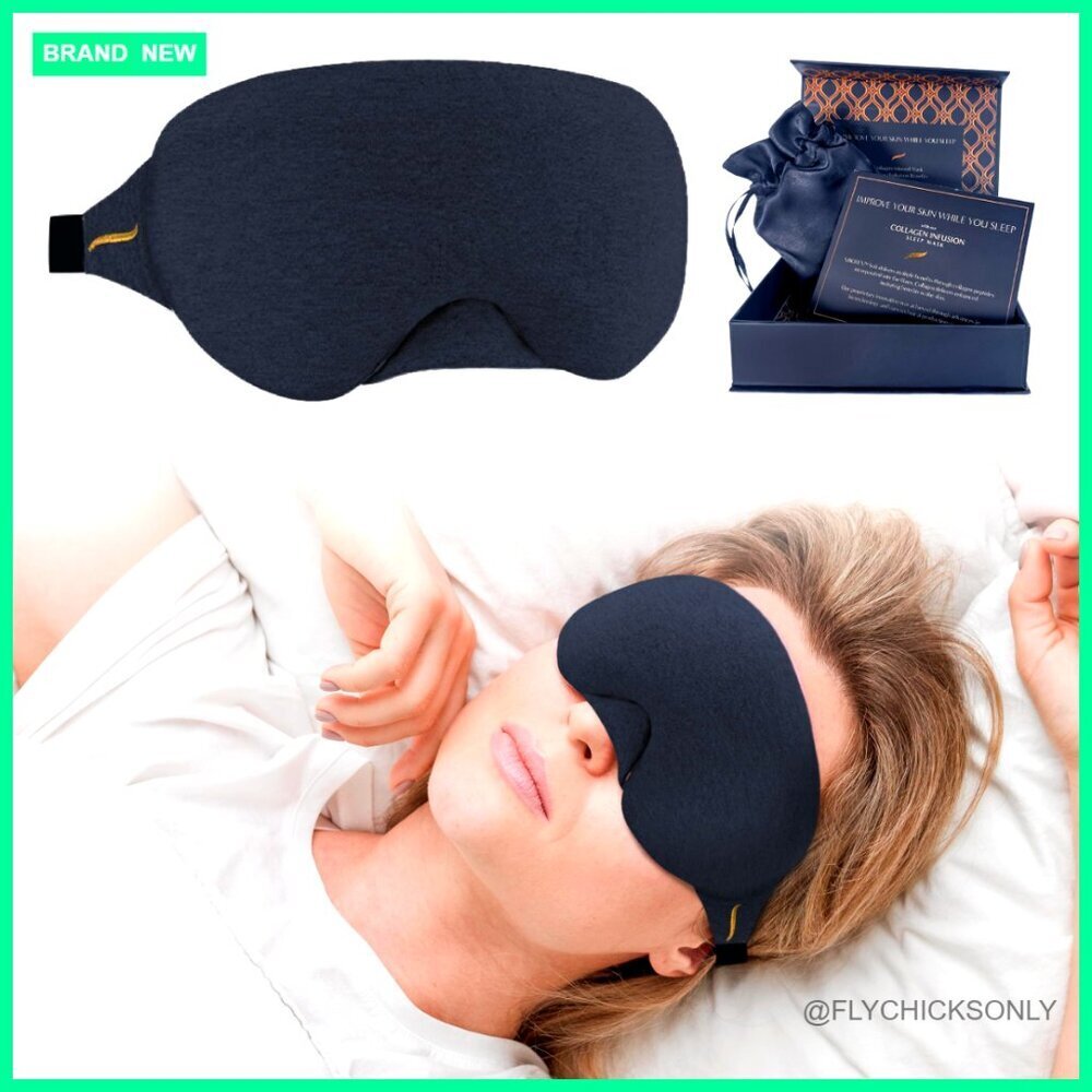 Collagen Infused Sleep Mask for Puffy Eyes and Wrinkles, Adjustable